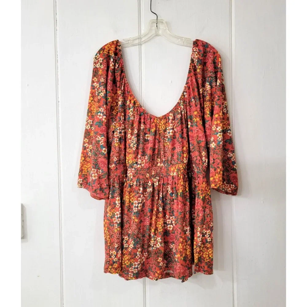 Torrid Orange Floral Peasant Blouse - Picture 4 of 4
